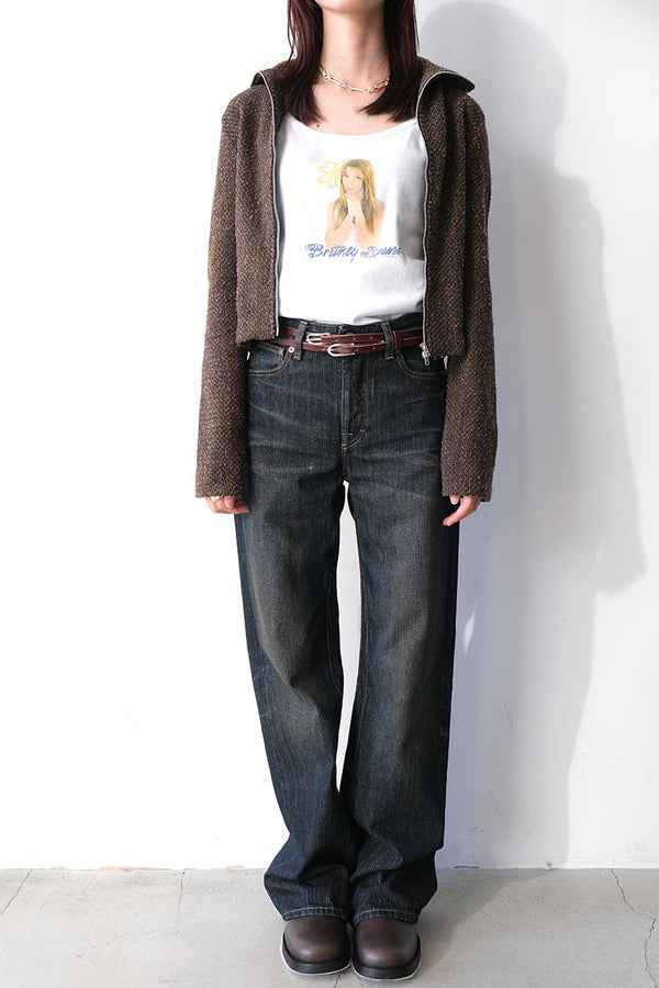 SLIM ZIP LONGSLEEVE / BROWN SPARSE BUCKLE WEAVE [20%OFF]