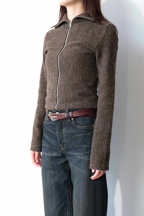 SLIM ZIP LONGSLEEVE / BROWN SPARSE BUCKLE WEAVE [20%OFF]