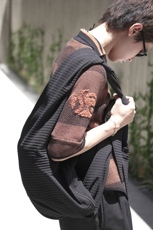 PLEATED ADJUSTABLE MULTI-FUNCTION HOBO BAG / BLACK