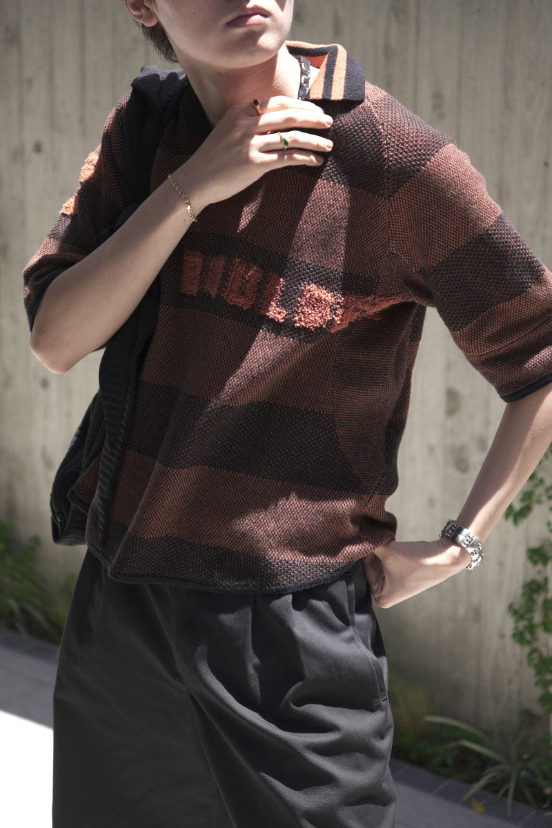 BOULDER LINE POLO SHIRT / RUST BROWN