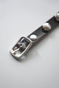 FLOWER BRACELET / DEEP BLACK LEATHER