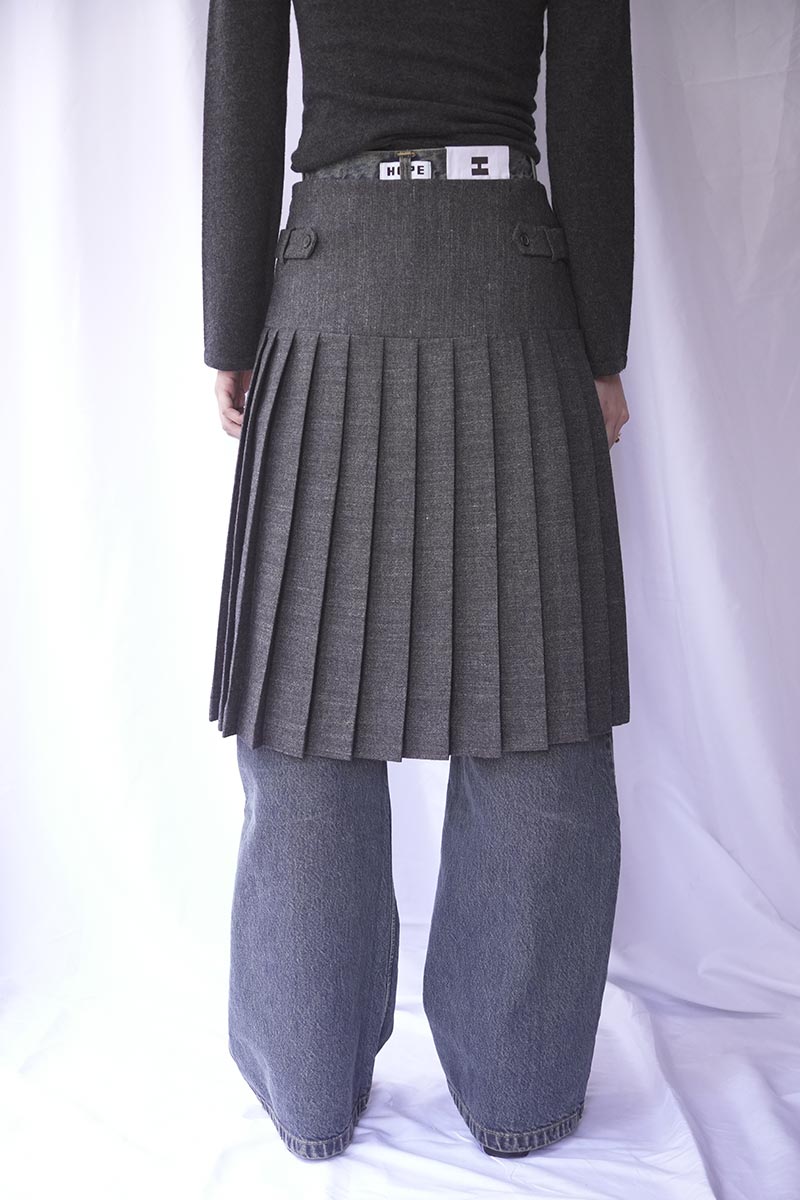 PLUGIN MIDI PLEAT SKIRT / GREY