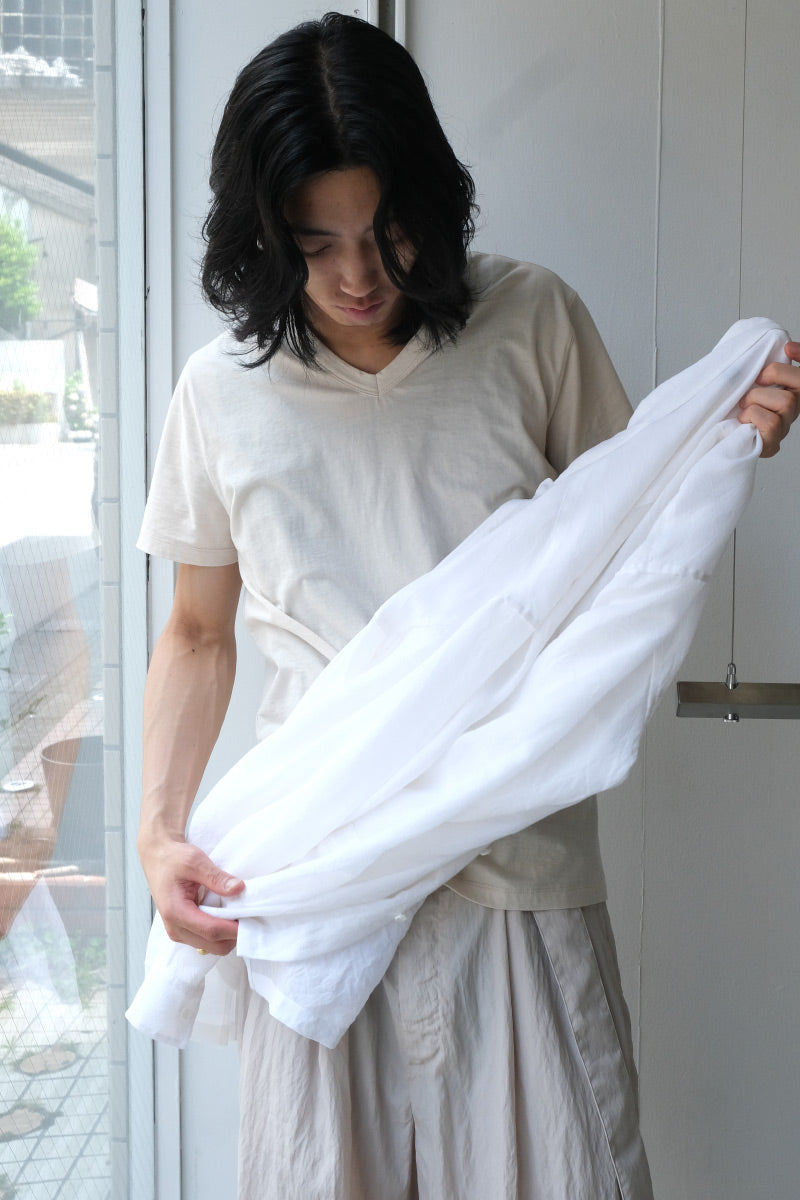 GORGE V-NECK / CREAM HIGH TWIST JERSEY