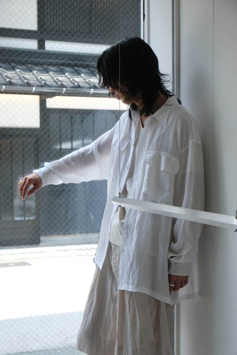 CUPRO SHRINK SHIRT / WHITE [30%OFF]