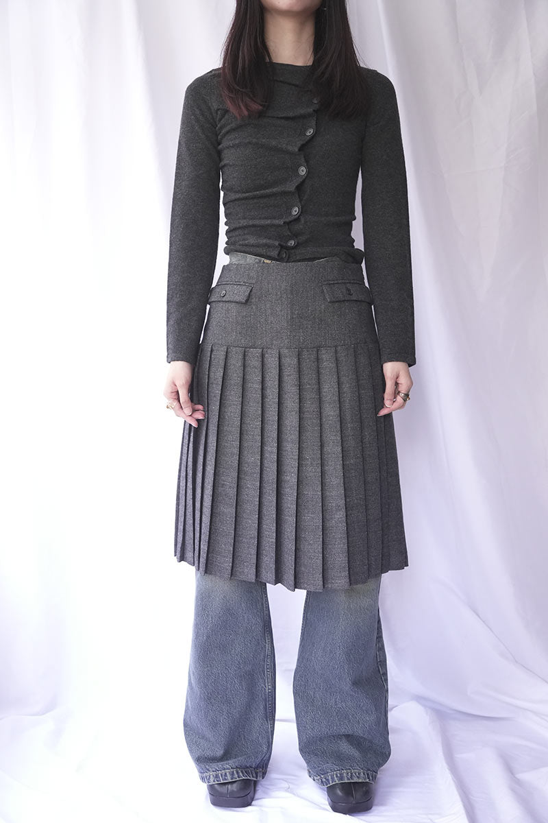 PLUGIN MIDI PLEAT SKIRT / GREY