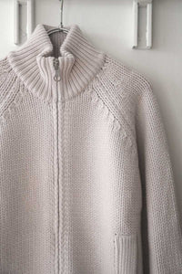 ULTRA ZIP CARDIGAN / BONE LOW TWIST MERINO