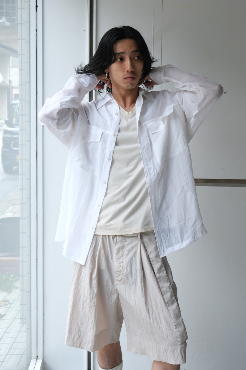 CUPRO SHRINK SHIRT / WHITE [30%OFF]