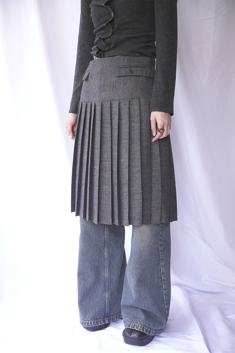 PLUGIN MIDI PLEAT SKIRT / GREY