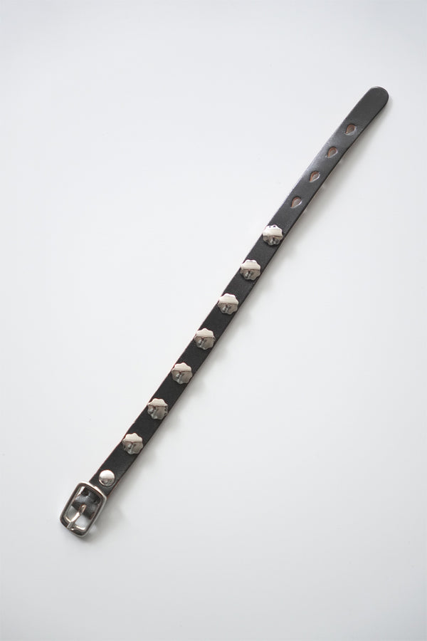 FLOWER BRACELET / DEEP BLACK LEATHER