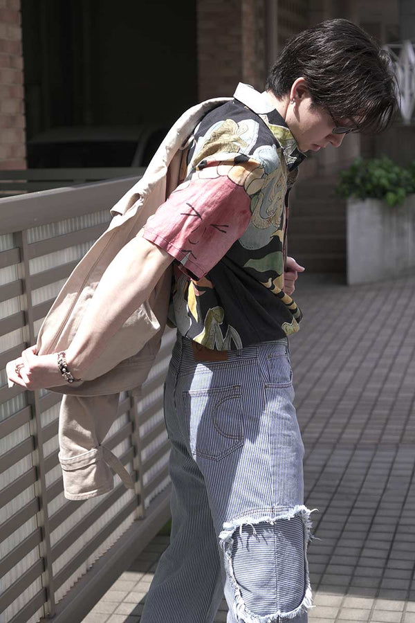 BOX SHIRT SHORT SLEEVE / DUSTY LILAC COATED VOILE 
