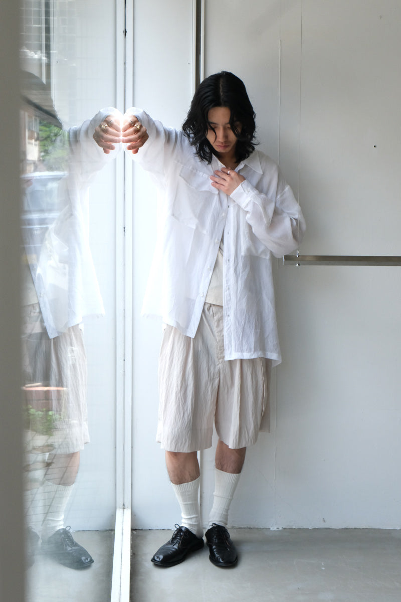 CUPRO SHRINK SHIRT / WHITE [30%OFF]