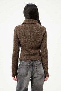 SLIM ZIP LONGSLEEVE / BROWN SPARSE BUCKLE WEAVE