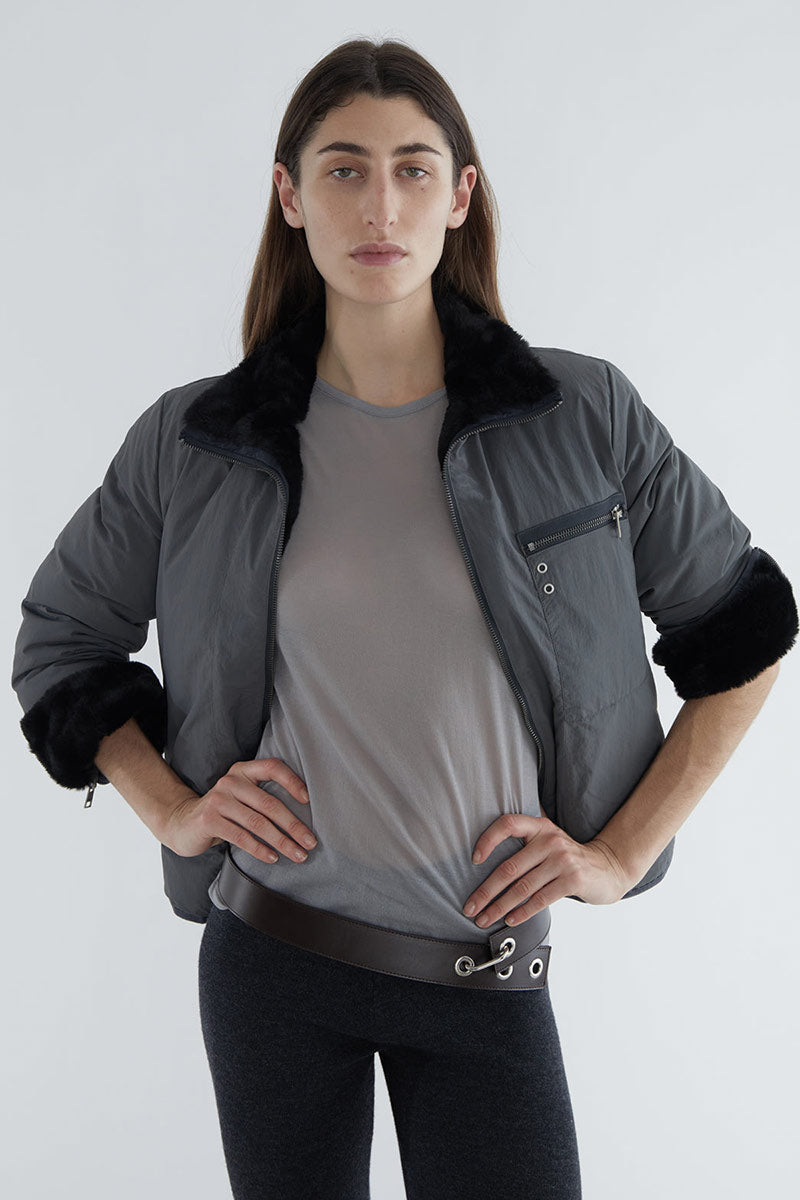 WOMBAT REVERSIBLE DOWN JACKET / BLACK