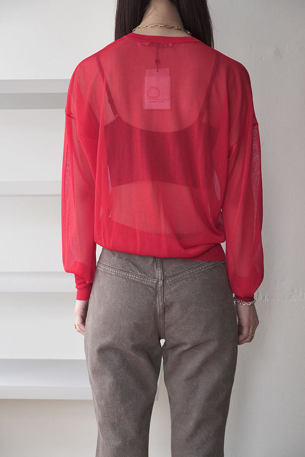 MARY SHEER KNIT TOPS / RED [20%OFF]