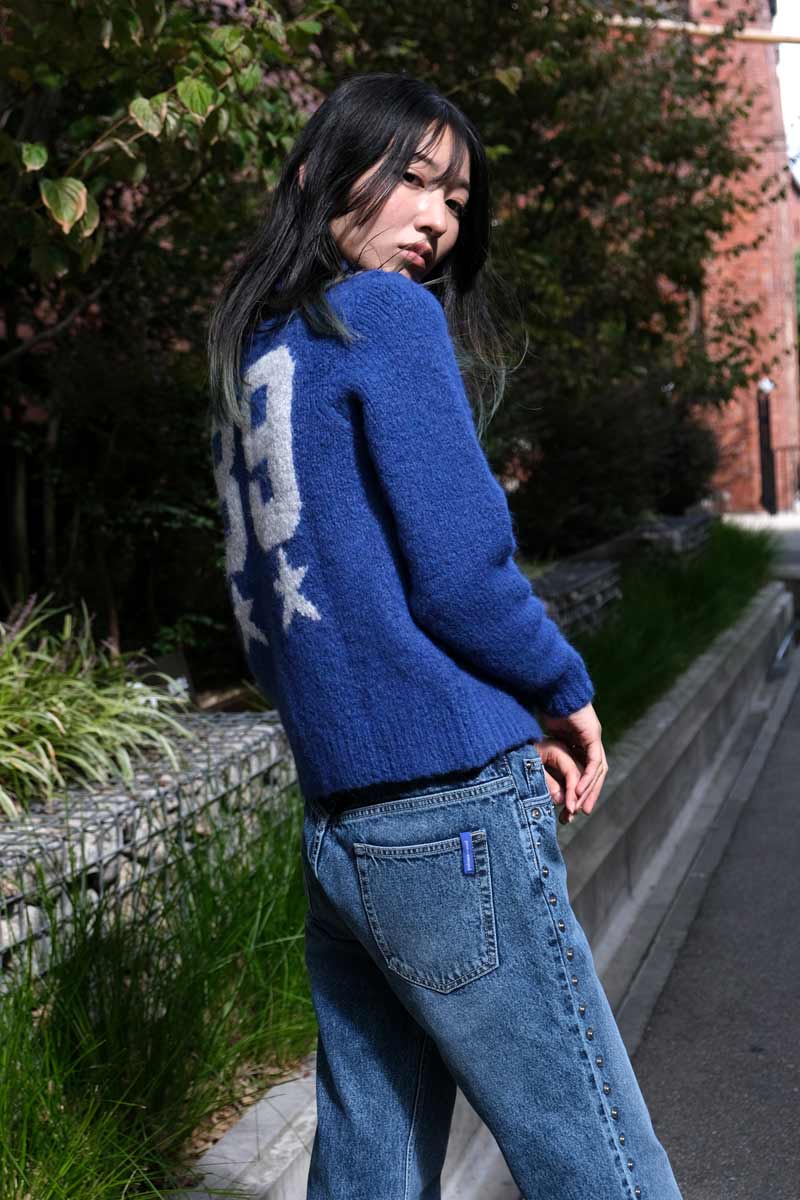 PALOMA WOOL | STADIUM KNIT SWEATER / SOFT BLUE フルジップウール