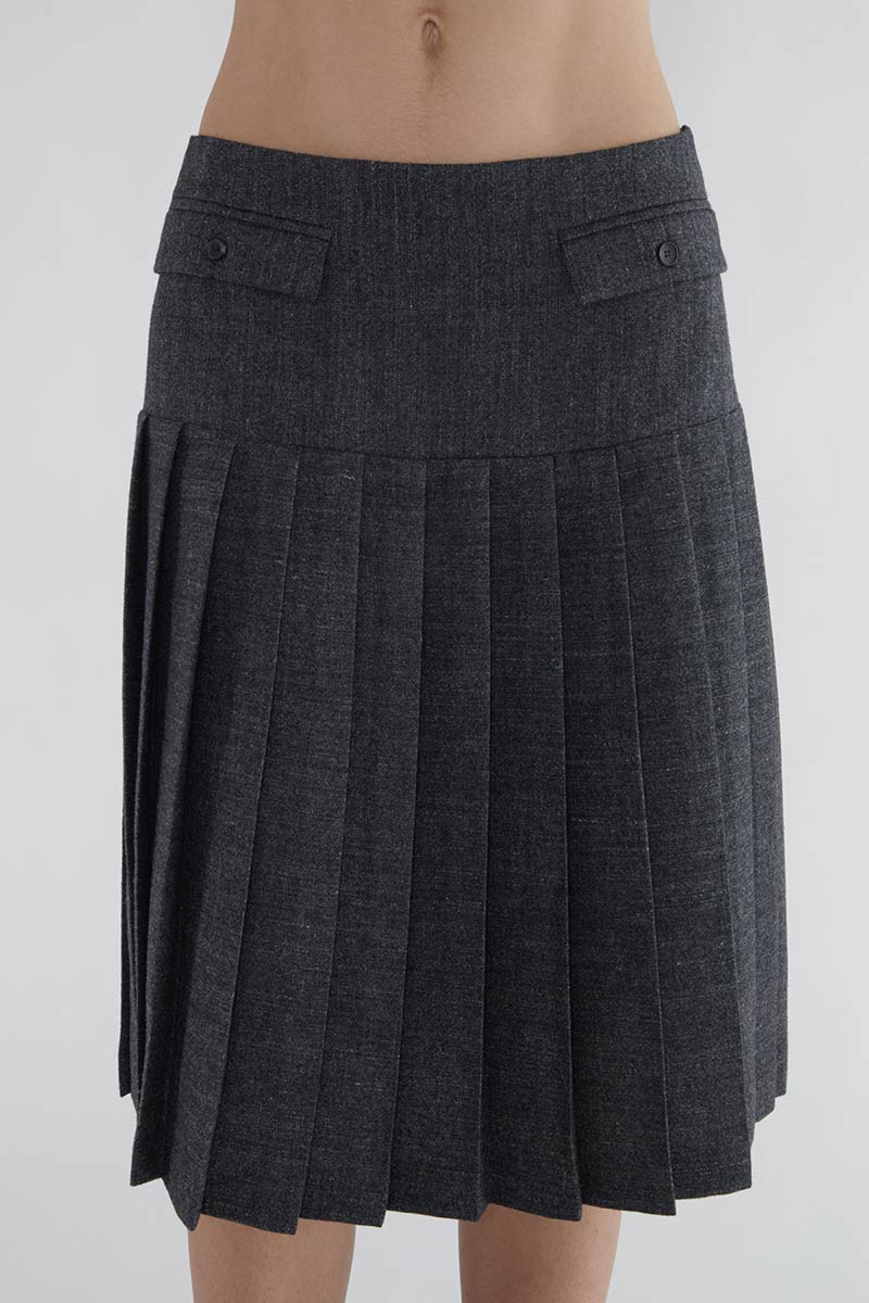 PLUGIN MIDI PLEAT SKIRT / GREY