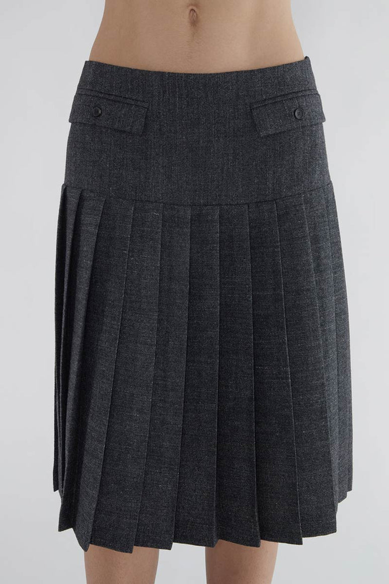 PLUGIN MIDI PLEAT SKIRT / GREY