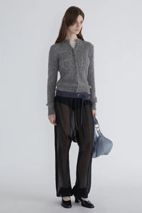 DOVE BUTTON CARDIGAN / GREY