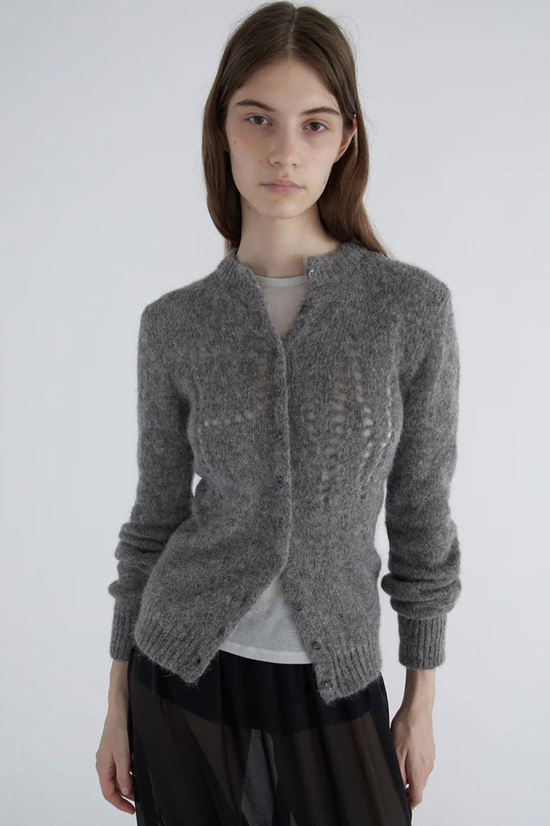 DOVE BUTTON CARDIGAN / GREY
