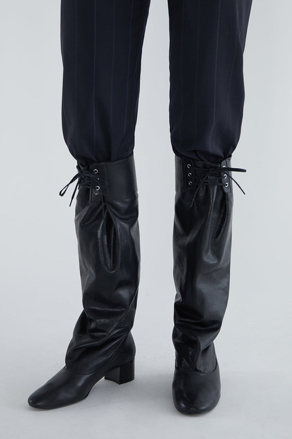 VICTORIA LEATHER LONG BOOTS / BLACK