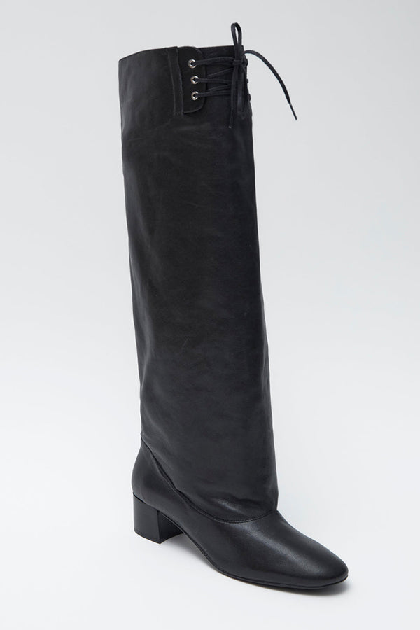 VICTORIA LEATHER LONG BOOTS / BLACK