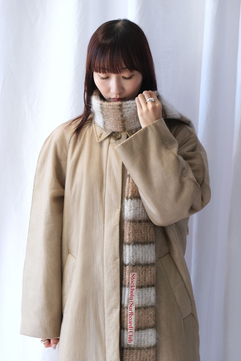 SHEER NYLON PATTED LONG COAT / BEIGE