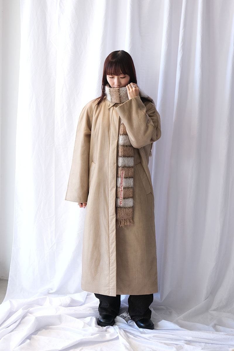 SHEER NYLON PATTED LONG COAT / BEIGE