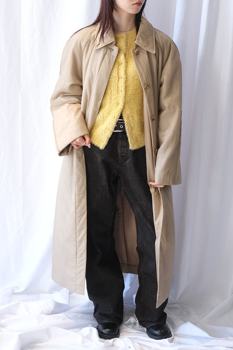 SHEER NYLON PATTED LONG COAT / BEIGE