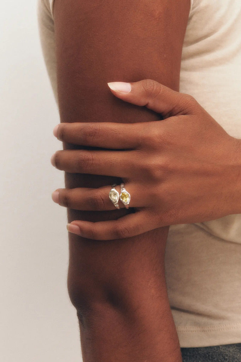 FARO RING / 925 STERLING SILVER-NATURAL LEMON QUARTZ