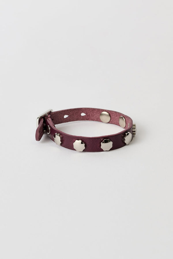 FLOWER BRACELET / MERLOT RED LEATHER