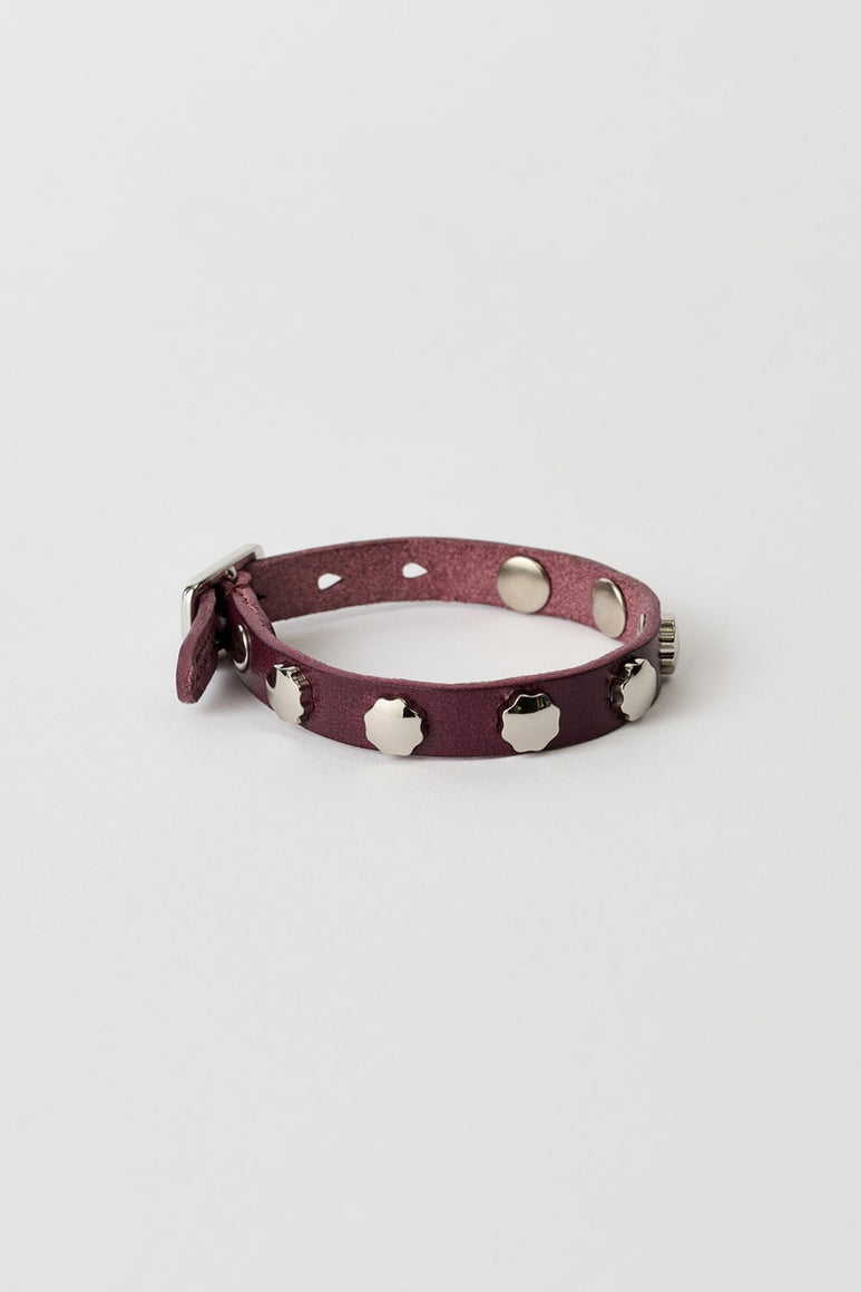 FLOWER BRACELET / MERLOT RED LEATHER