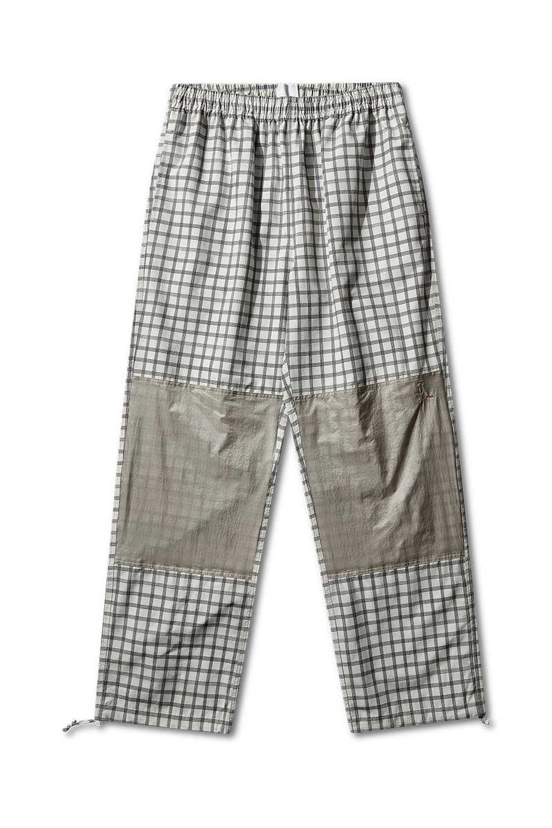 AAIR FLOWEAVE PRINTED CHECK ELASTICATED WAISTBAND PANTS / WHITE
