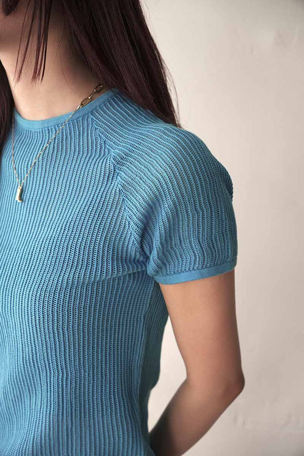 DANILA KNIT T-SHIRT / BLUE [20%OFF]