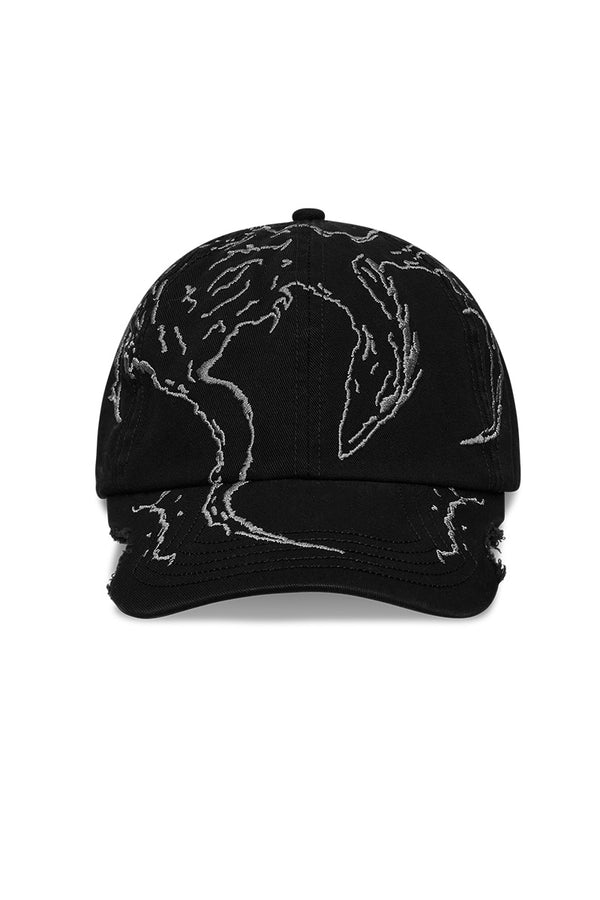RYLI EMBRIODERED 6 PANEL CAP / WASHED BLACK