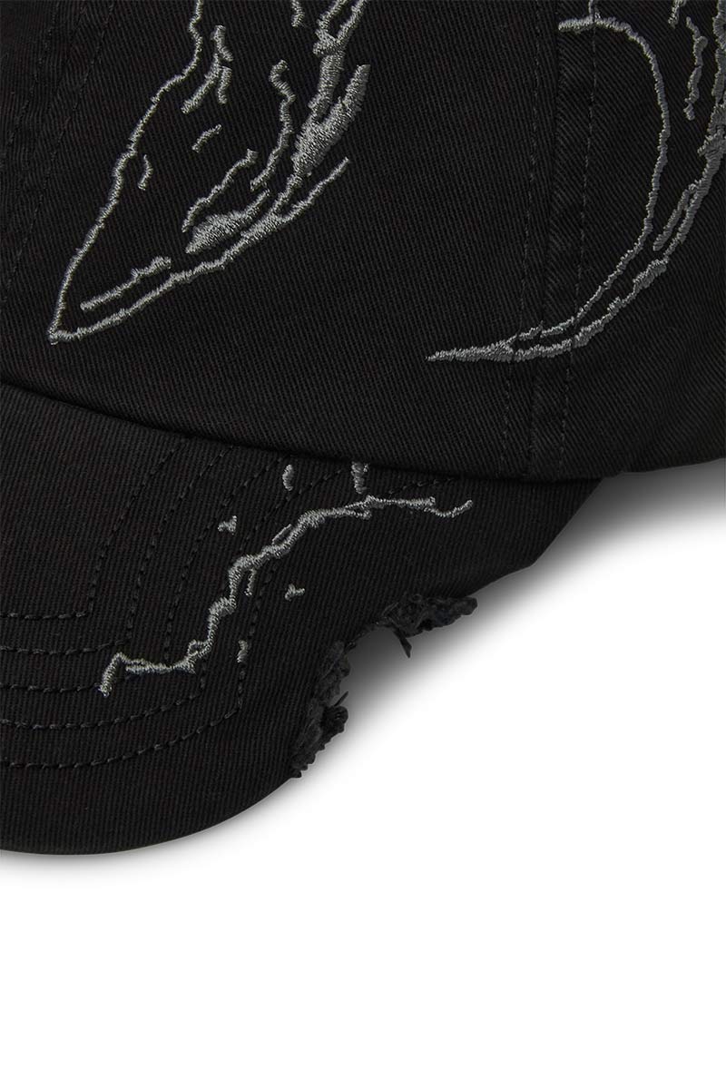 RYLI EMBRIODERED 6 PANEL CAP / WASHED BLACK