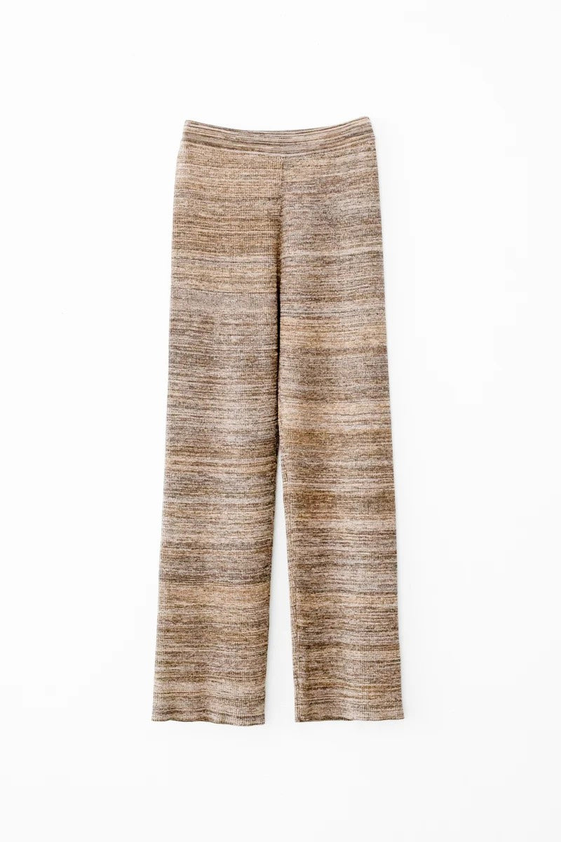 COTTON 5COLOR MARLED RIB KNIT PANTS / MOSS