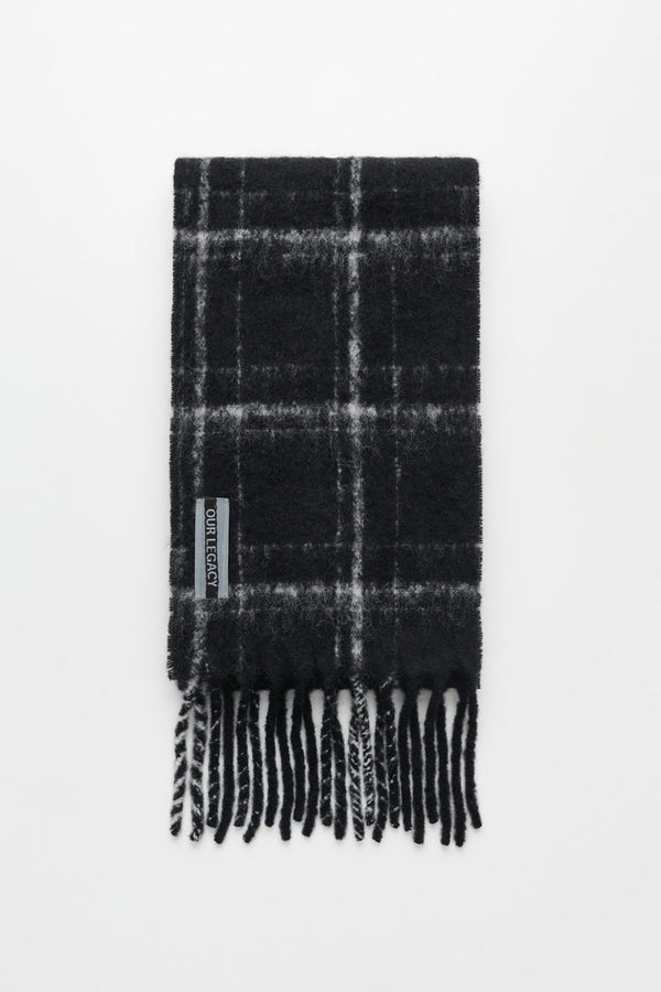 ESTATE SCARF / BLACK FUZZY ALPACA CHECK [6月入荷予定］