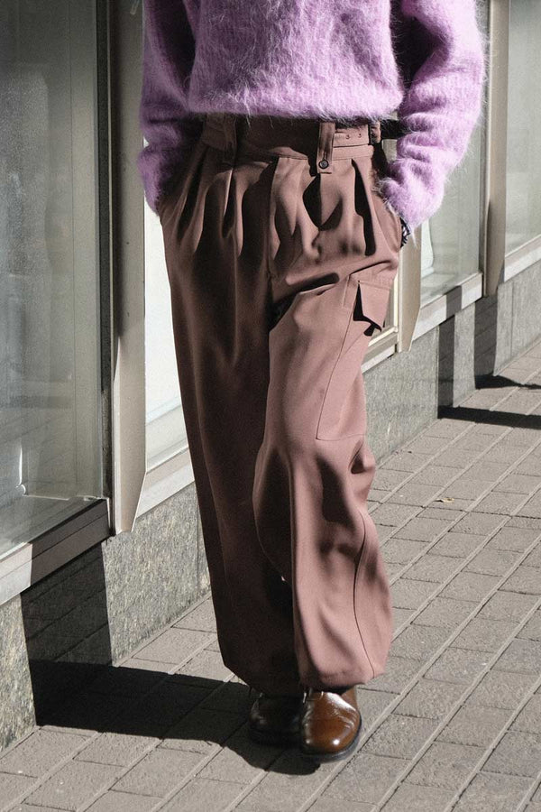 HEAVY WOOL GABARDINE GURKHA CARGO PANTS .11 / ROSE GREY [STOCK EXCLUSIVE]