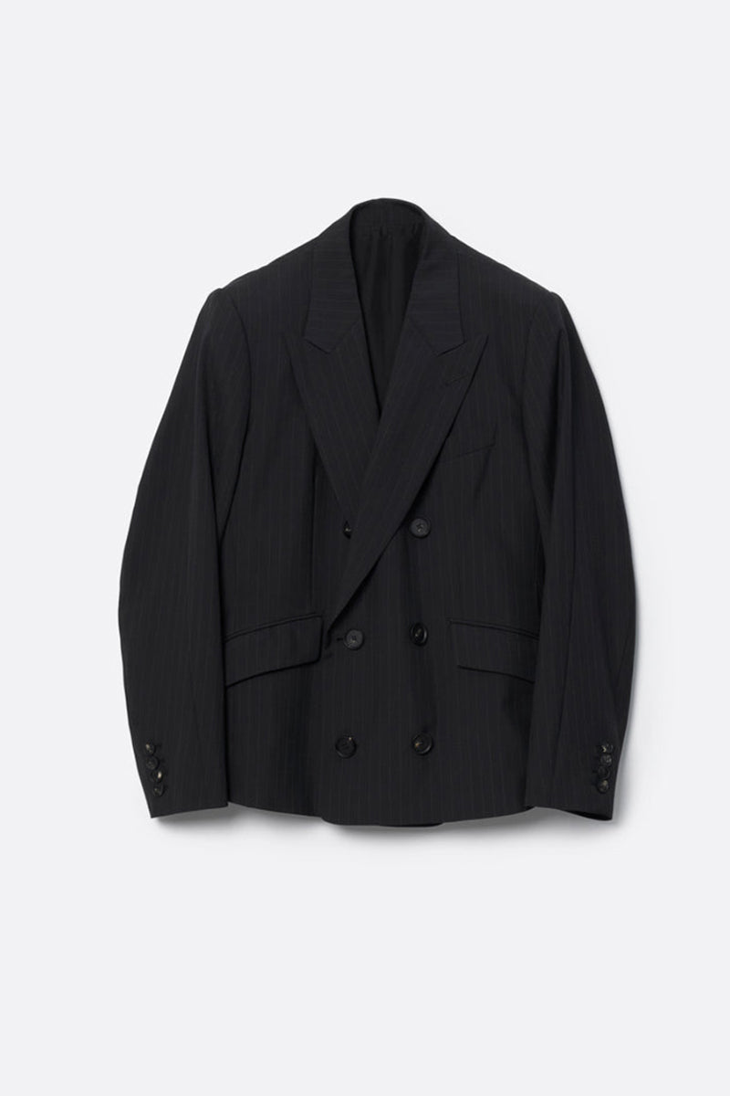 STRIPE WOOL DOUBLE BREASTED JACKET .16 / BLACK ST