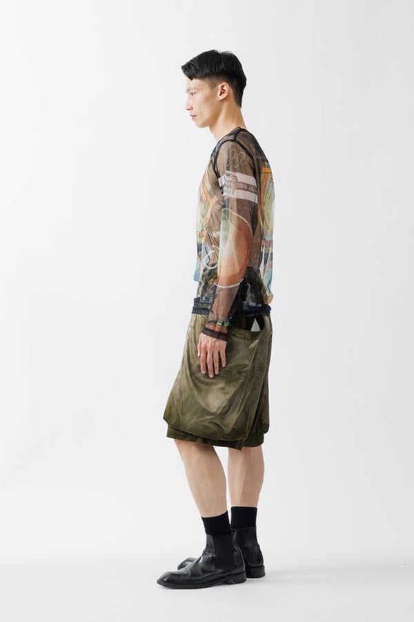 RUSTY SATIN GARDEN SHORT PANTS .15 / OLIVE