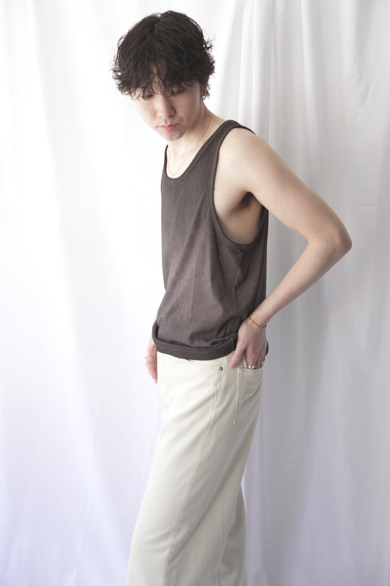 CYRIL TANK TOP / WASHED BROWN JERSEY RIB