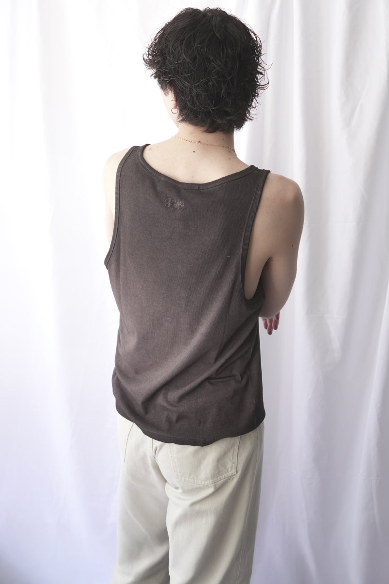 CYRIL TANK TOP / WASHED BROWN JERSEY RIB