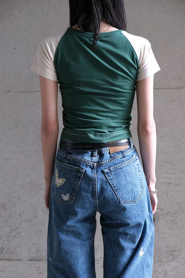 MINI CAP TEE RAGLAN / GREEN-WHITE [20%OFF]