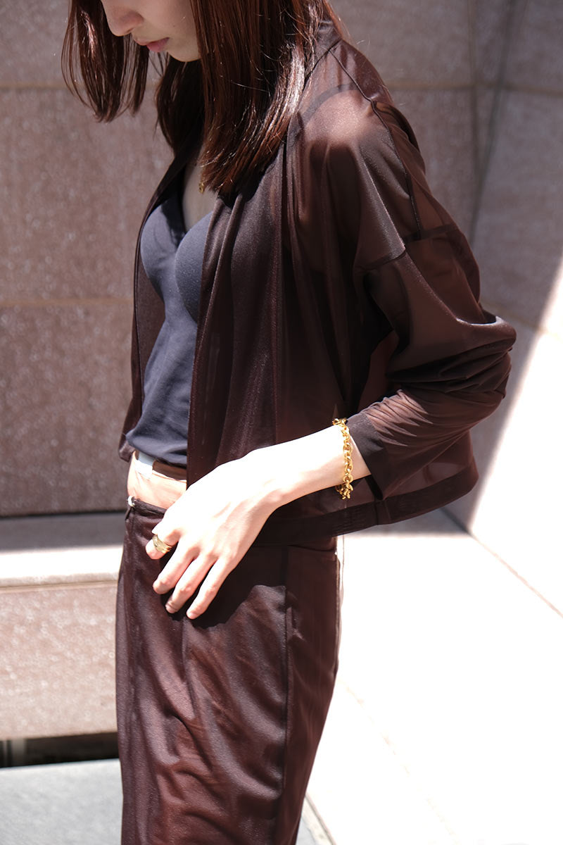 SHEER TRICOT FRONT ZIP JACKET / CHOCOLATE [30%OFF]