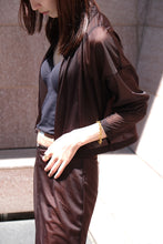 Load image into Gallery viewer, SHEER TRICOT FRONT ZIP JACKET / CHOCOLATE