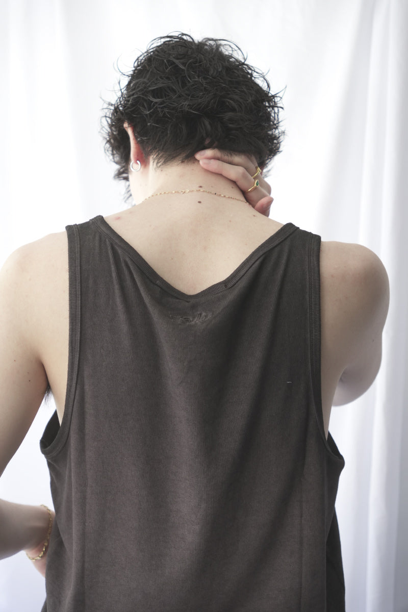 CYRIL TANK TOP / WASHED BROWN JERSEY RIB