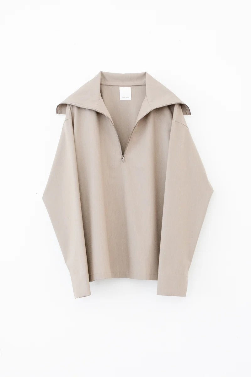 WOOLY NYLON HALF ZIP SHIRT / TAUPE