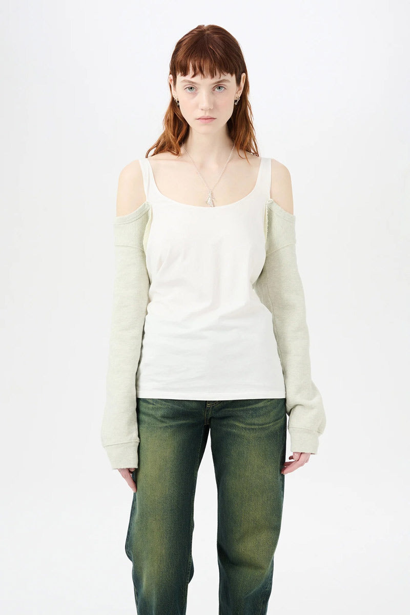 CARDIGAN TANK / YELLOW TINT MELANGE FLEECE