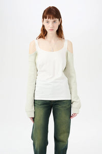 CARDIGAN TANK / YELLOW TINT MELANGE FLEECE