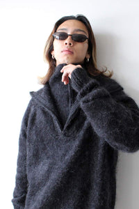 MOHAIR DOUBLE HIGH NECK P/O KNIT .12 / CHARCOAL